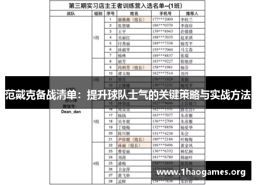 范戴克备战清单：提升球队士气的关键策略与实战方法